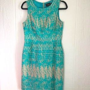 JUST TAYLOR AQUA WORK SHEATH DRESS SZ. 6